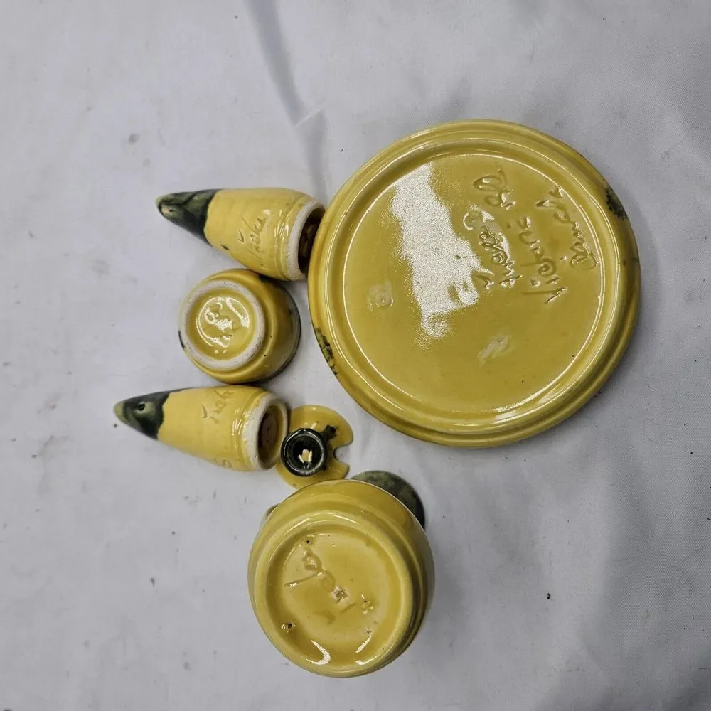 INEKE‎ Victoria BC Drip Pottery Glaze BC Canada  Green Yellow Kitchenware